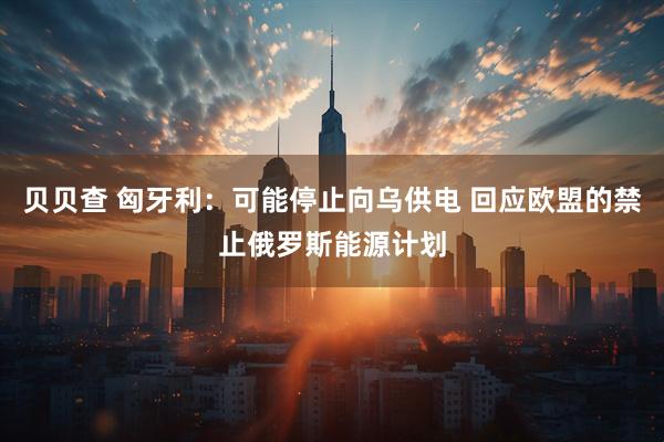 贝贝查 匈牙利：可能停止向乌供电 回应欧盟的禁止俄罗斯能源计划
