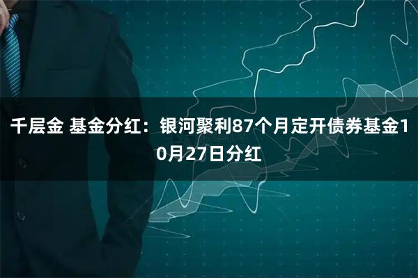 千层金 基金分红:银河聚利87个月定开债券基金10月27日分红