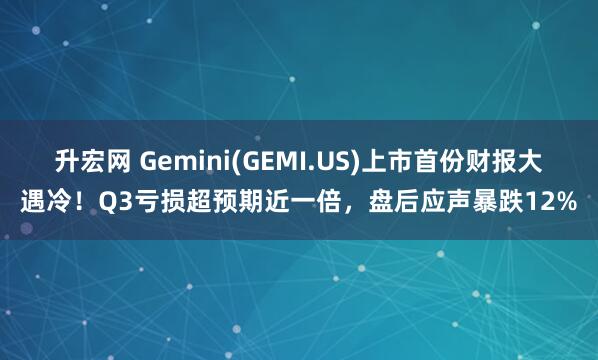 升宏网 Gemini(GEMI.US)上市首份财报大遇冷!Q3亏损超预期近一倍,盘后应声暴跌12%