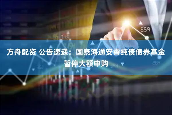 方舟配资 公告速递：国泰海通安睿纯债债券基金暂停大额申购